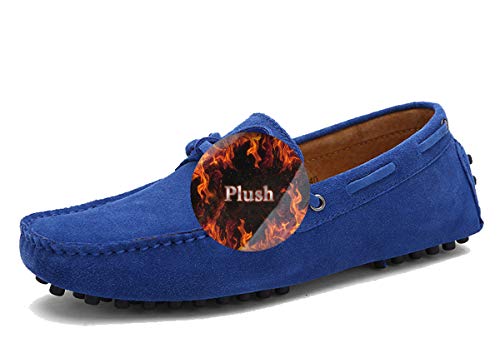 MINITOO Herren Winter Slipper Moccasins Comfortable Driving Loafers mit Knotent YY2081 Königsblau EU 45.5 von MINITOO