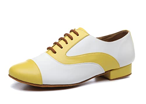 MINITOO Junge Herren Tanzschuhe Standard Latein Ballsaal Schuhe Tango Salsa Tanze Schuhe L495 Gelb Weib EU 42 von MINITOO