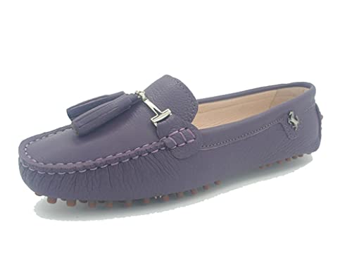 MINITOO Leder Mokassins Schuhe Damen Sommer Flache Schuhe mit Quasten Violett EU 40 von MINITOO