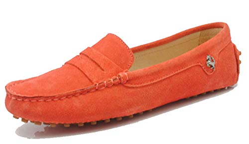 MINITOO Slipper & Mokassins fur Damen Orange Rot Wildleder Flache Schuhe YB9603 EU 40 von MINITOO