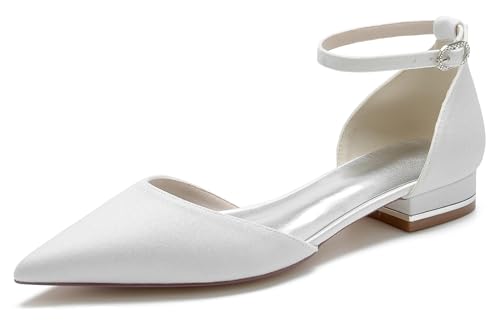 MINITOO Mädchen Damens Bling Hochzeits Flacheschuhe Schlüpfen Glitzer Abend Pumps Schuhe MY203 Weiß EU 37.5 von MINITOO