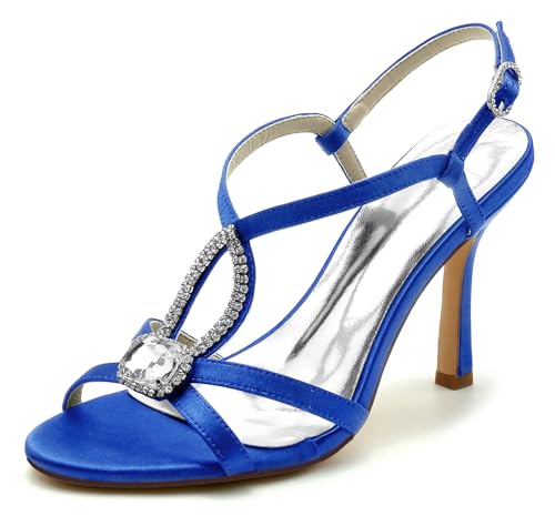 MINITOO Offene Party Schuhe Damen Slingback Hoher Absatz Braut Hochzeits Sandalen mit Strass MY089 Königsblau EU 40 MINITOO Offene Party Schuhe Damen Slingback Hoher Absatz Braut Hochzeits Sandalen mit Strass MY089 Königsblau EU 40 von MINITOO