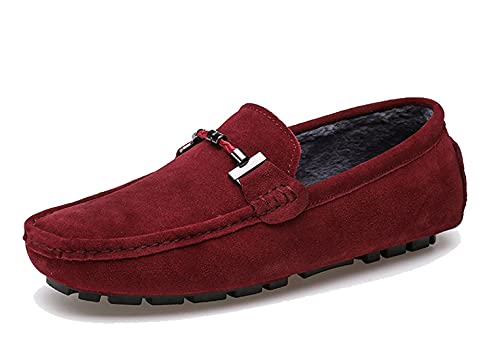 MINITOO Herren Casual Winter Mokassins Driving Loafers mit Schnalle YY5088 Burgundy EU 41 von MINITOO