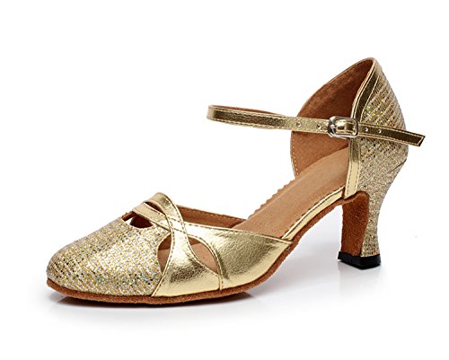 MINITOO QJ707 Damen-Tanzschuhe Mary Jane, glitzernd, modern, für Salsa, Tango, Ballroom, Lateinamerikanische Tänze, Gold - gold - Größe: 38.5 EU von MINITOO