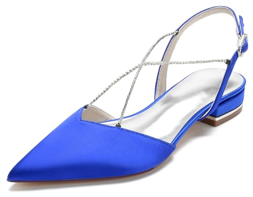 MINITOO Summer Hochzeits Flache Schuhe Damen Mädchen Slingback Abend Party Pumps MY174 Königsblau EU 41 von MINITOO