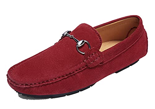 MINITOO Wildleder-Loafers Herren Schuhe Casual Dress Shoes 2090#, rot, 45 EU von MINITOO