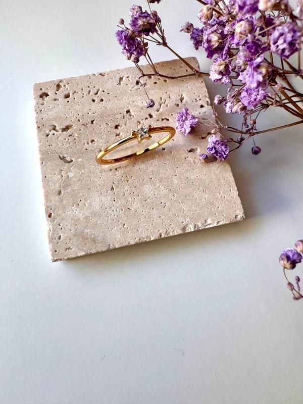 18K Vergoldeter Stern-Ring Aus 925 Silber - Filigraner Goldring Mit Zirkonia, Geschenk Für Sie, Handgemacht, Stapelring, Minimalistisch 18K Vergoldeter Stern-Ring Aus 925 Silber - Filigraner Goldring Mit Zirkonia, Geschenk Für Sie, Handgemacht, Stapelring, Minimalistisch von MINNAKFINEJEWELRY