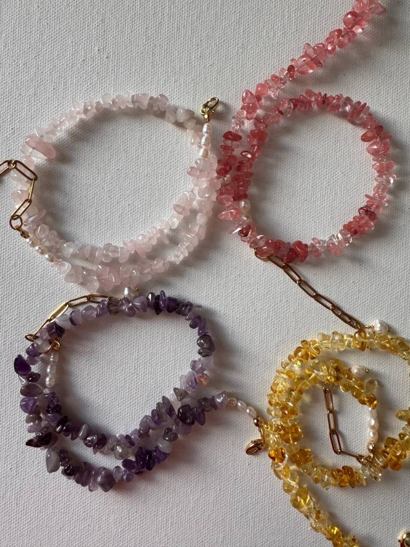 Splitterkette, 18K Vergoldete Halskette Mit Edelsteinchips in 4 Farben | Rosenquarz, Wassermelonenquarz, Citrin, Amethst Splitterkette, 18K Vergoldete Halskette Mit Edelsteinchips in 4 Farben | Rosenquarz, Wassermelonenquarz, Citrin, Amethst von MINNAKFINEJEWELRY