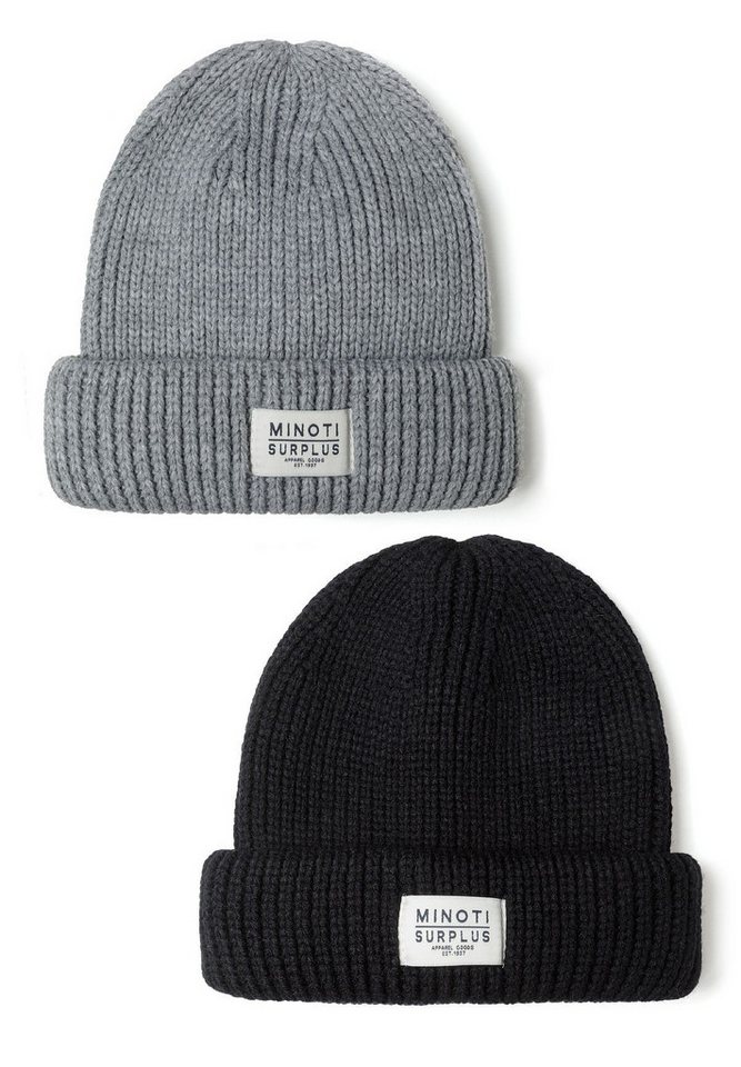 MINOTI Beanie Zwei Beanie-Strickmützen mit Aufnäher (2y-14y) von MINOTI