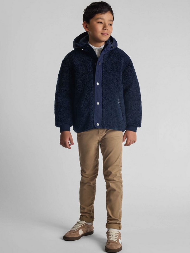 MINOTI Fleecejacke Borg-Jacke mit Kapuze und verdecktem Reißverschluss, für Jungen Teddystoff, mit Kapuze von MINOTI