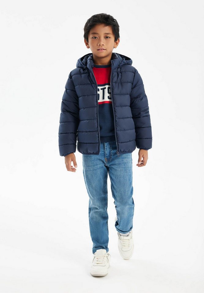 MINOTI Steppjacke Steppjacke mit abnehmbarer Kapuze und Aufnäher am Ärmel (2–14y) von MINOTI