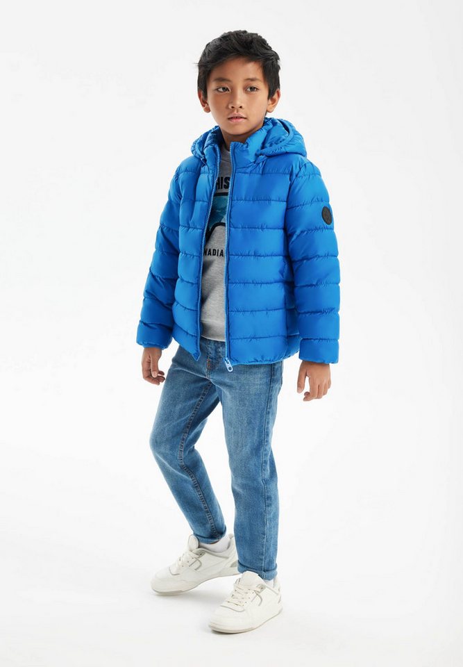 MINOTI Steppjacke Steppjacke mit abnehmbarer Kapuze und Aufnäher am Ärmel (2–14y) von MINOTI