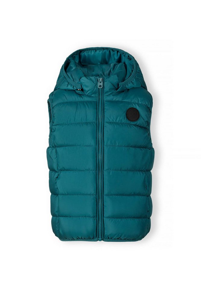 MINOTI Steppweste Weste mit Kapuze und gummiertem Aufnäher   (2y-14y) von MINOTI