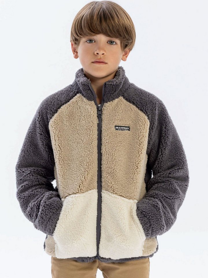 MINOTI Sweatshirt Sherpa-Jacke für Jungen, modischer Aufnäher Teddystoff von MINOTI