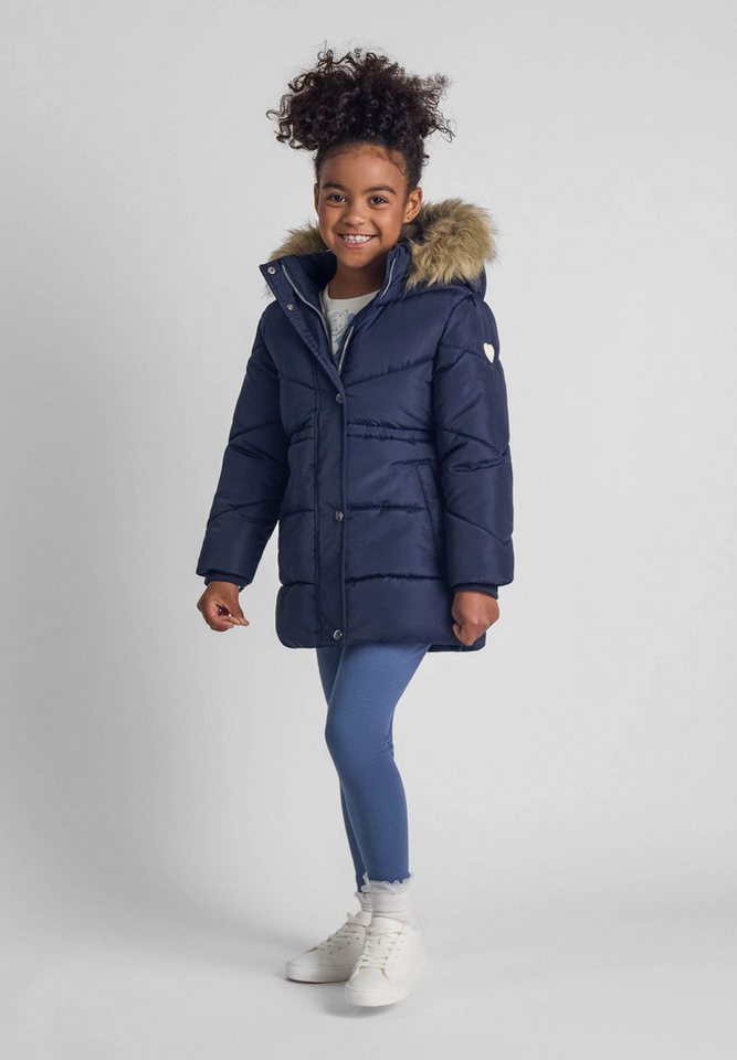MINOTI Winterjacke Gesteppte Winterjacke mit Fleecefutter und Kapuze (2–14y) trendiger Aufnäher am Ärmel von MINOTI