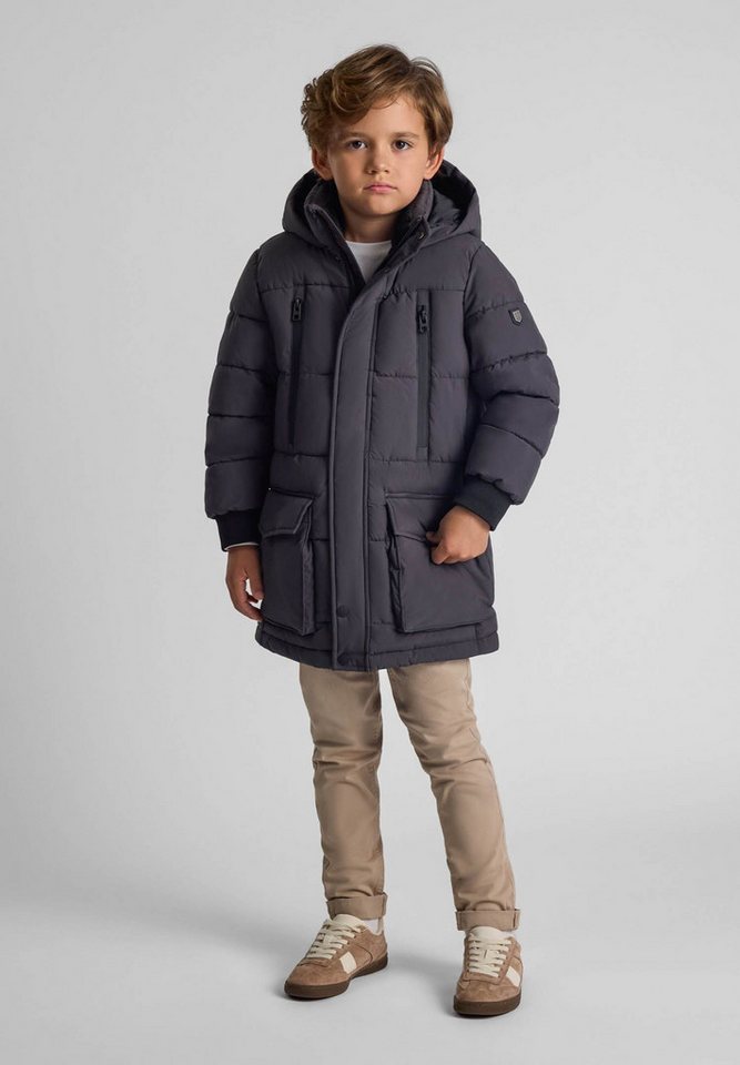 MINOTI Winterjacke Lange Pufferjacke mit Fleece Futter und bequemen Taschen  (2y-14y) trendiger Aufnäher am Ärmel von MINOTI