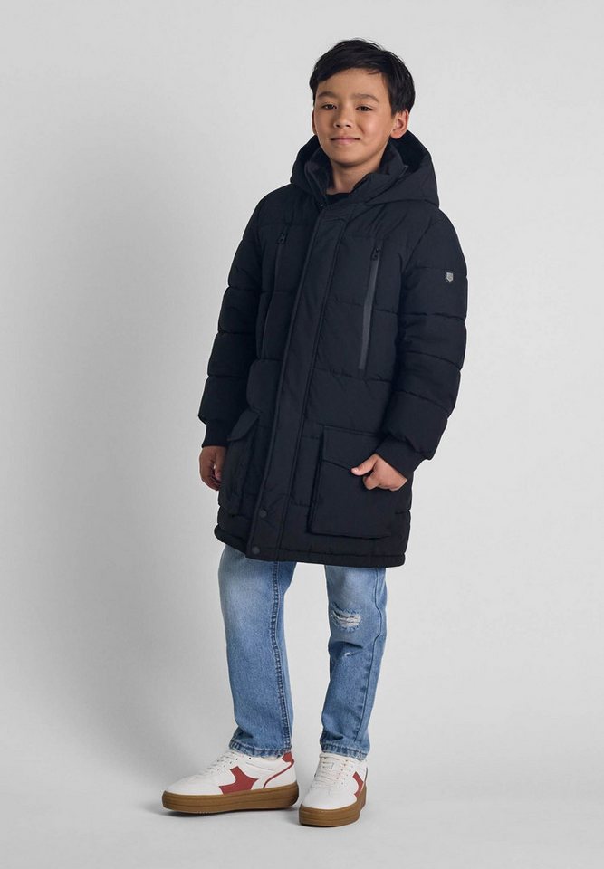 MINOTI Winterjacke Lange Pufferjacke mit Fleece-Futter und bequemen Taschen  (2y-14y) trendiger Aufnäher am Ärmel von MINOTI