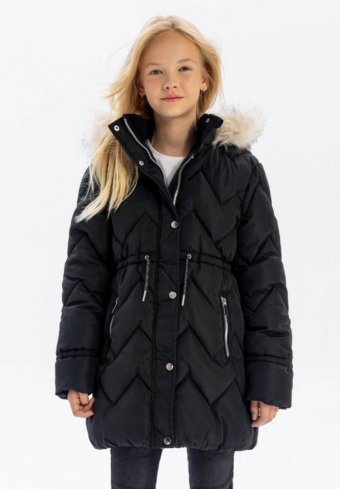 MINOTI Winterjacke Stepp-Winterjacke mit Kunstfell und Tunnelzug in der Taille (2y-14y) von MINOTI