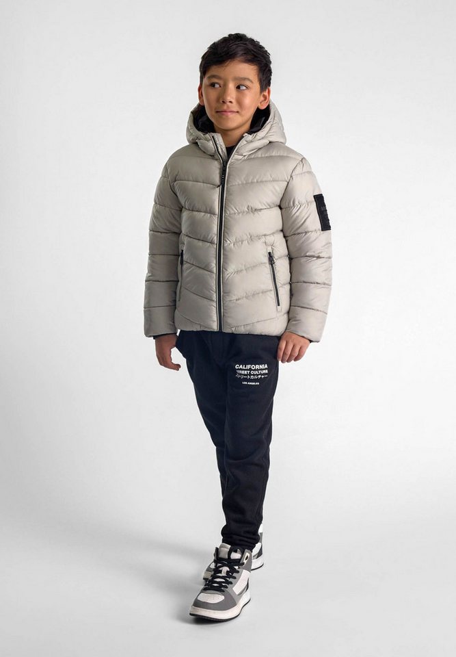 MINOTI Winterjacke Steppjacke mit Kapuze und reflektierendem Print  (2y-14y) von MINOTI