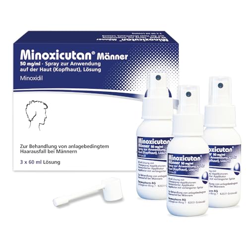 Minoxicutan Männer 50 mg/ml Spray 3x60ml für volles Haar - Stoppt Haarausfall, fördert natürliches Haarwachstum von MINOXICUTAN