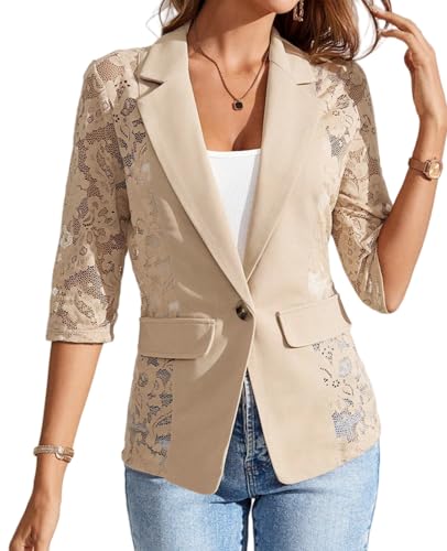 MINTLIMIT Blazer Damen Spitze Transparent Leicht Elegant 3/4 Arm Jacke Büro Sommer MINTLIMIT Blazer Damen Spitze Transparent Leicht Elegant 3/4 Arm Jacke Büro Sommer von MINTLIMIT