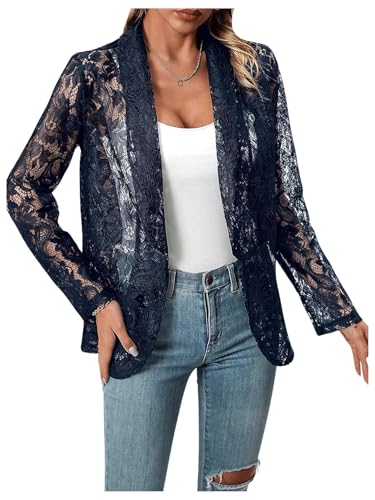 MINTLIMIT Blazer Damen Spitze Transparent Leicht Elegant 3/4 Arm Jacke Büro Sommer von MINTLIMIT
