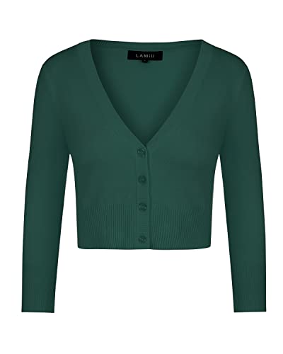 MINTLIMIT Bolero Damen Open Knit Cardigan Strickjacke Langarmshirt Kurz Zum Kleid Shrug Cardigan Top,Dunkelgrün,M von MINTLIMIT