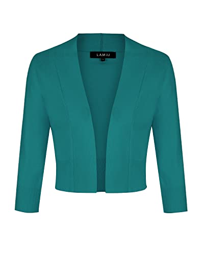 MINTLIMIT Bolero Damen Open Knit Cardigan Strickjacke Langarmshirt Kurz Zum Kleid Shrug Cardigan Top,Grün,M von MINTLIMIT