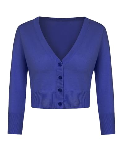 MINTLIMIT Bolero Damen Strickjacke Cardigan Langarmshirt V-Ausschnitt Kurz Zum Kleid Shrug Cardigan Top (Blau M) von MINTLIMIT