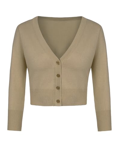 MINTLIMIT Bolero Damen Strickjacke Cardigan Langarmshirt V-Ausschnitt Kurz Zum Kleid Shrug Cardigan Top (Kamel M) von MINTLIMIT