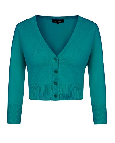 MINTLIMIT Bolero Damen Strickjacke Cardigan Langarmshirt V-Ausschnitt Kurz Zum Kleid Shrug Cardigan Top Grün M von MINTLIMIT