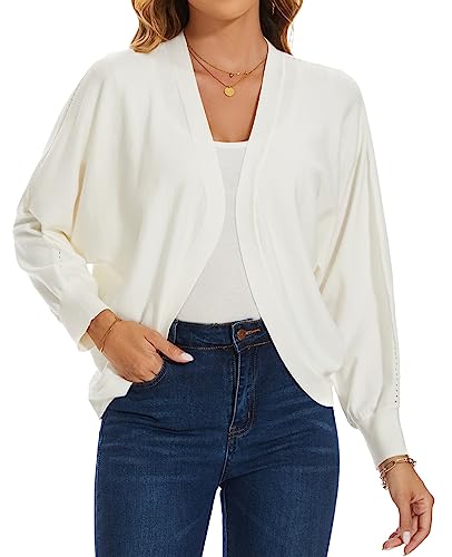 MINTLIMIT Cardigan Damen Kurz Langarm Bolero Sweater Open Front Strickbolero Dünne Elegant EU 48 50 (WH-Weiß XL) von MINTLIMIT