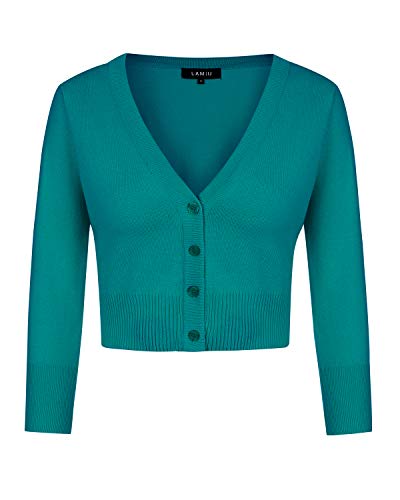 MINTLIMIT Cardigan Damen Kurz V-Ausschnitt Langarmshirt Basic Bolerojacke Freizeit Boleroshrug Grün XL von MINTLIMIT