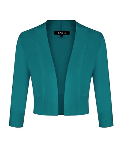 MINTLIMIT Cardigan Noos Strickjacke Damen Kurz V-Ausschnitt Langarmshirt Basic Bolerojacke Freizeit Boleroshrug,Grün,XL von MINTLIMIT