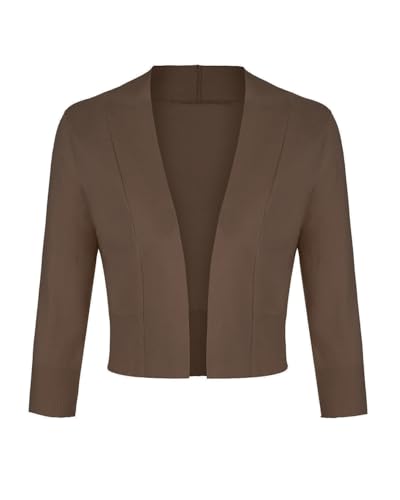 MINTLIMIT Cardigan Noos Strickjacke Damen Kurz V-Ausschnitt Langarmshirt Basic Bolerojacke Freizeit Boleroshrug (Helle Kaffee XL) von MINTLIMIT