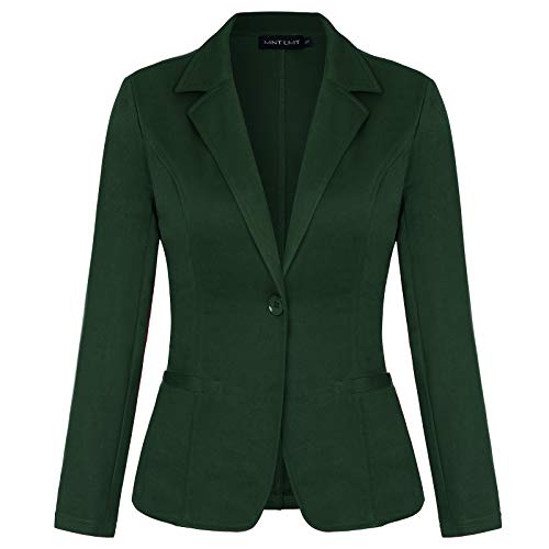 MINTLIMIT Damen Blazer Dünn Langarm Knopfleiste Leicht Bolero Jacke Cardigan Anzugjacke mit Taschen Grün XL von MINTLIMIT