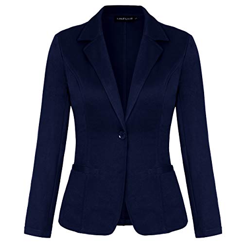 MINTLIMIT Damen Blazer Jacke aus Weichem Stoff Cardigan Elegant Blazer Leicht Dünn Längere Bolero Jacke Mantel(Navy,Größe XXL) von MINTLIMIT