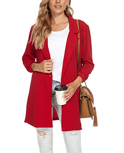 MINTLIMIT Damen Blazer Winter Knopf Klassische Vintage Zweireihig Revers (Rot, XL) von MINTLIMIT