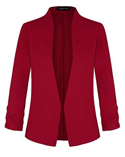 MINTLIMIT Damen Blazers Elegant Anzugjacke Lang Bolero mit Tasche Business Cardigan Mantel Rot XL von MINTLIMIT