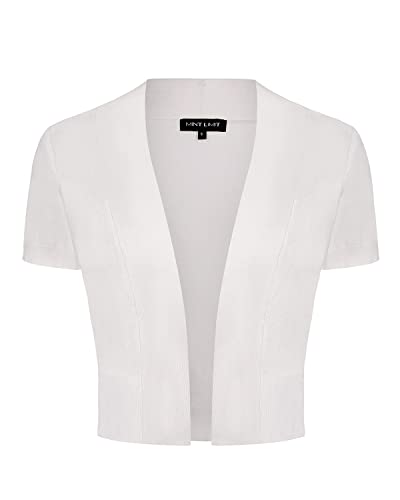 MINTLIMIT Damen Bolero Strickjacke Kurzarm Knit Cardigan-noos Sommer Cardigan Open Front (Weiß S) von MINTLIMIT
