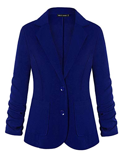 MINTLIMIT Damen Business Casual Notched Revers Seitentaschen Arbeit Büro Blazer Jacke Suit(Königsblau,Größe S) von MINTLIMIT
