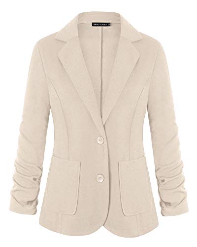 MINTLIMIT Damen Casual Arbeit Büro Blazer Jacke mit Seitentaschen(Beige,Größe XXL) von MINTLIMIT