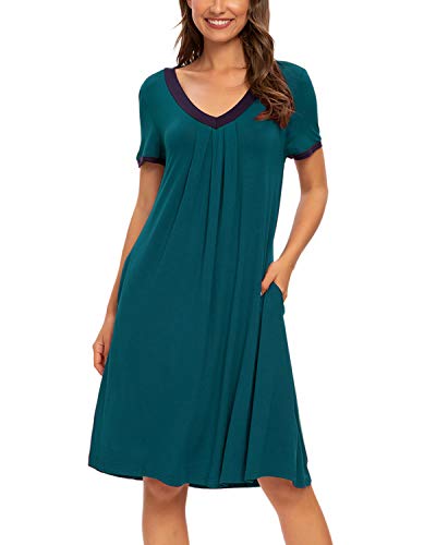 MINTLIMIT Damen Casual Nachthemd Kurz Nachtkleid Kurzarm Sleepshirt Grün L 38 von MINTLIMIT