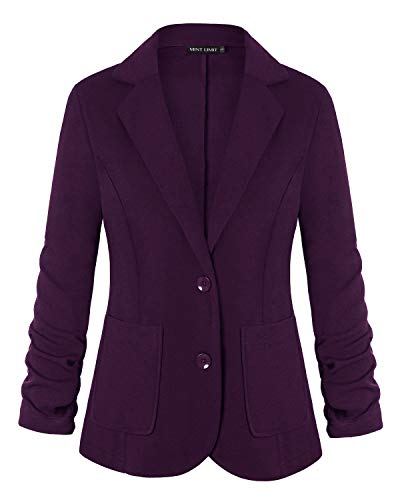 MINTLIMIT Damen Einfarbig Formell EIN Knopf Oben Blazer Jacke mit Seitentaschen(Purple,Größe L) von MINTLIMIT