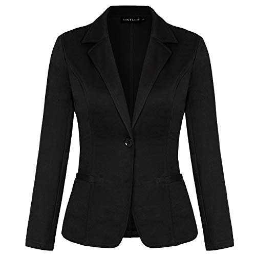 MINTLIMIT Damen Femininer Blazer Anzugjacke Herbst Frühling Langarm Elegant Cardigan top Büro Jacke Knopfleiste(Schwarz,Größe M) von MINTLIMIT