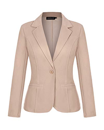 MINTLIMIT Damen Femininer Blazer Anzugjacke Herbst Frühling Langarm Elegant Cardigan top Büro Jacke mit Taschen(Khaki,Größe XL) von MINTLIMIT