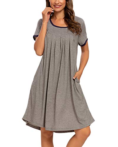 MINTLIMIT Damen Kleid Nachthemd Schlafanzüge Nachtwäsche Negligees Kurzarm Kurz Dessous (Grau,Größe S) von MINTLIMIT