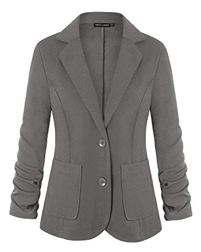 MINTLIMIT Damen Kleidung RS Damen Casual Basic Arbeit Büro Strickjacke Sakko Blazer Boyfriend Jacke Vorne Offen 2XL(Grau,Größe L) von MINTLIMIT