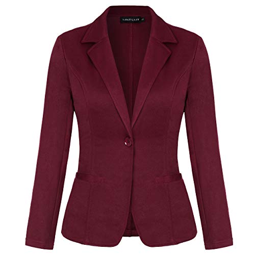 MINTLIMIT Damen Kurze Blazer Elegante Slim Fit Blazer Jacke Anzug Business Büro aus Weichem Stoff Anzugjacke Mantel(Weinrot - Größe XXL) von MINTLIMIT
