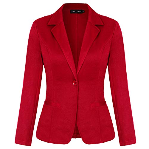 MINTLIMIT Damen Kurze Blazer Elegante Slim Fit Jacke Anzug Business Büro Cardigan Kurzjacke Lange Arm tailliert(Rot,Größe L) von MINTLIMIT